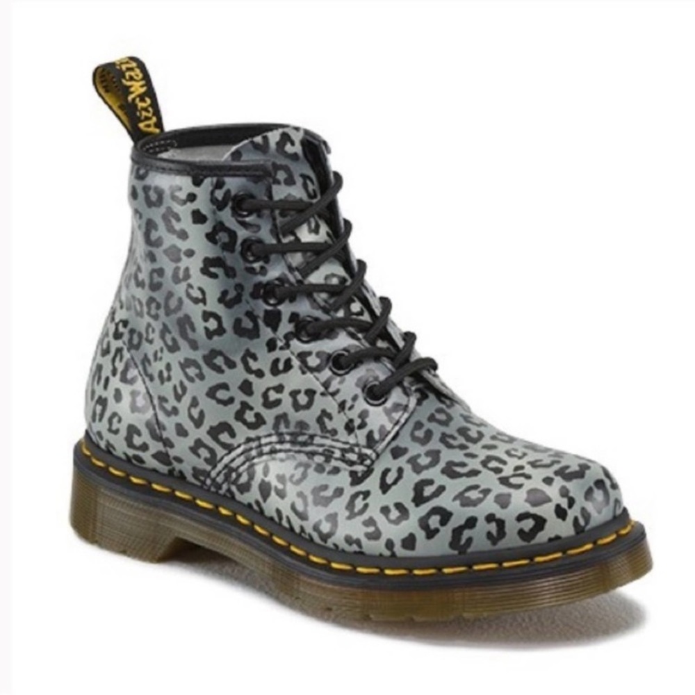 Dr Martens 101 Psycho Leo Charcoal Leopard Print Lace Up Boots